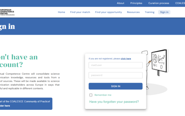 Print screen of the Competence Centre website
