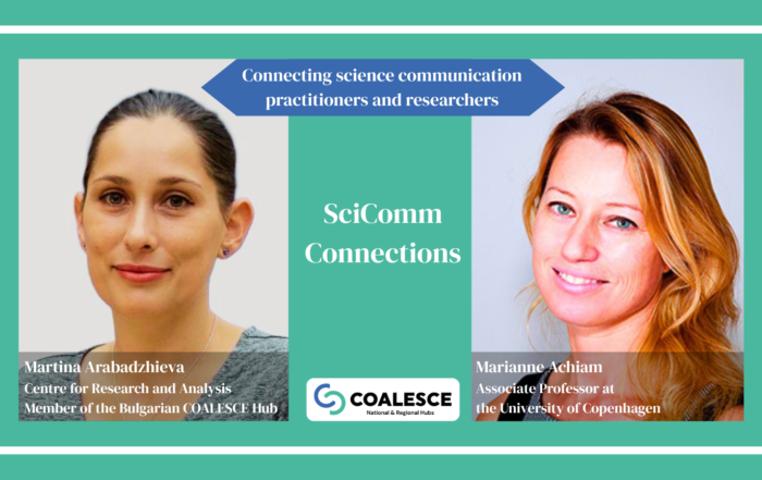 Headshot of Martina Arabadzhieva, Bulgaria, and Marianne Achiam, Denmark, interviewed for the SciComm Connections series
