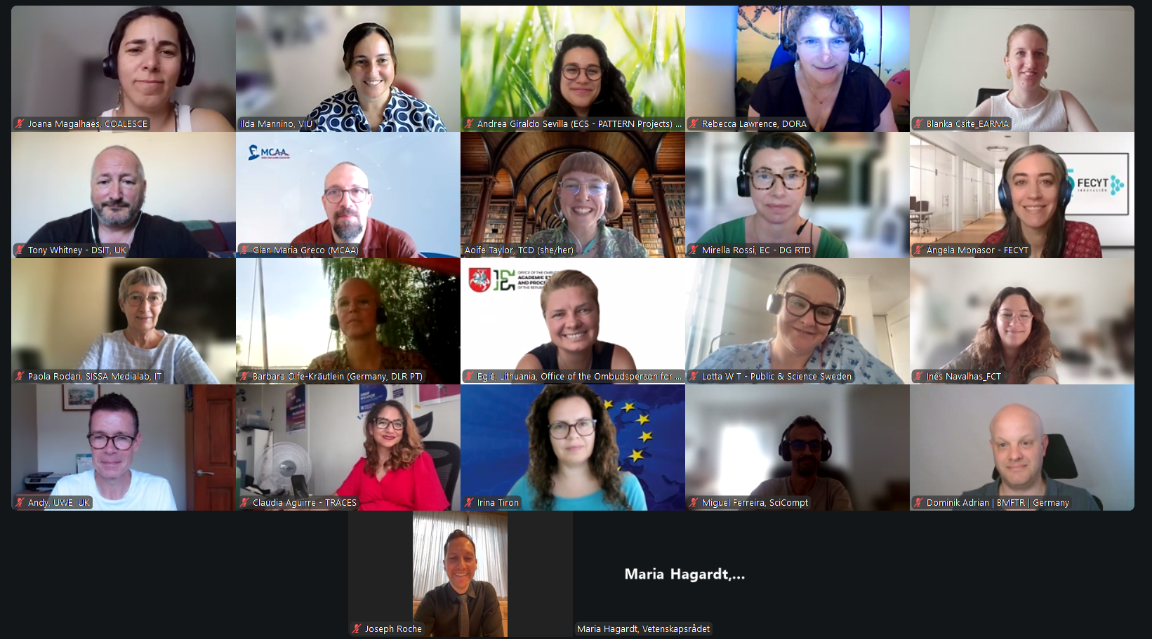 MLE4_2 fourth topic session in a series of Mutual Learning Exercises (MLE) on Science Communication in Research and Innovation, organised by COALESCE, was held online.this image pictures 22 participants, speakers and organisers.
