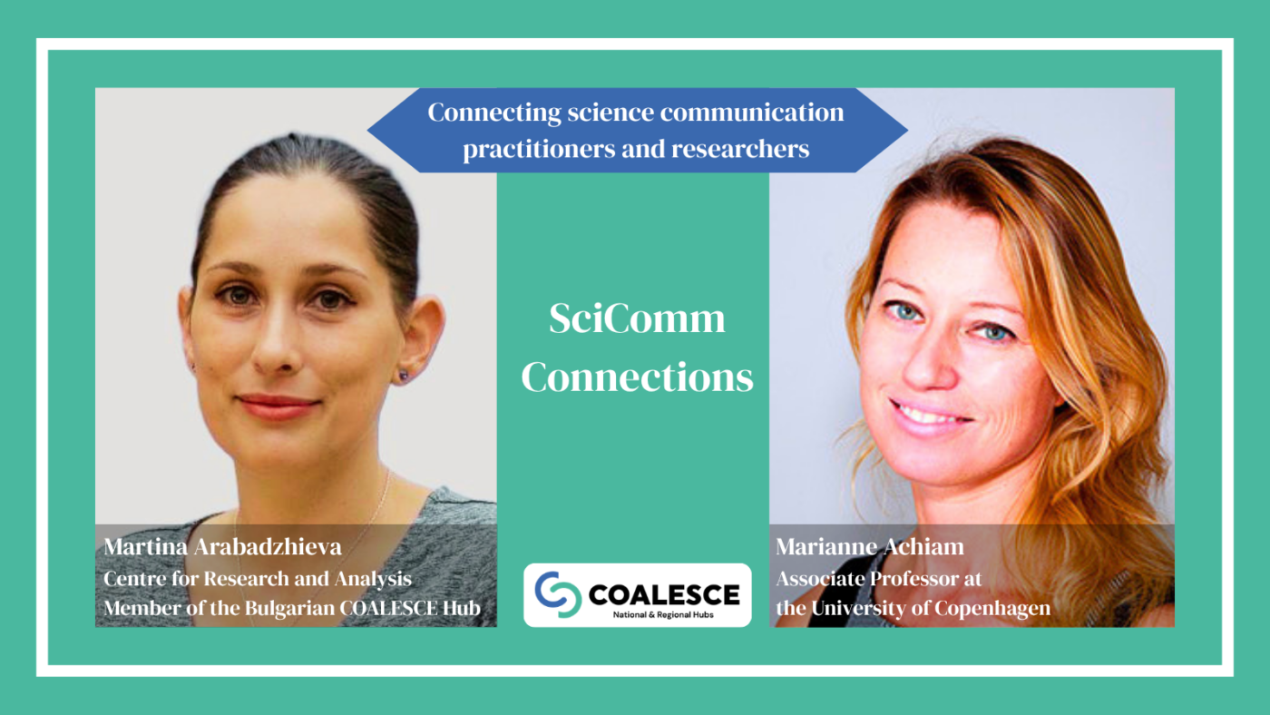 Headshot of Martina Arabadzhieva, Bulgaria, and Marianne Achiam, Denmark, interviewed for the SciComm Connections series